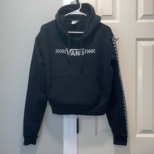 Vans Black Iridescent Logo Short Crop Hooded Sweatshirt